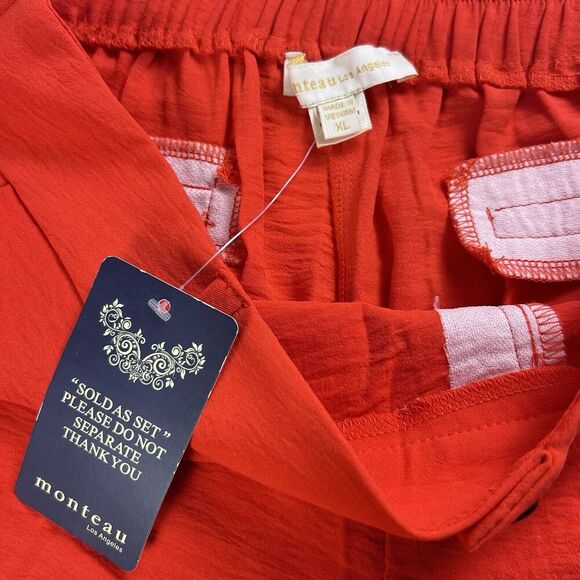 Monteau Los Angeles Women's Plus Size XL Wide Leg Red Dress Pants Palazzo - Picture 5 of 11